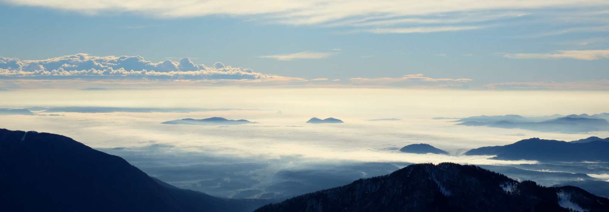 Ljubljana’s popular hiking destination, Šmarna gora, was peeping out from a dense fog under which Slovenia’s capital was hiding.