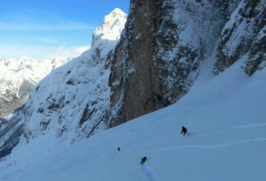 Backcountry skiing in one of the most beautiful parts of the Western Julian Alps