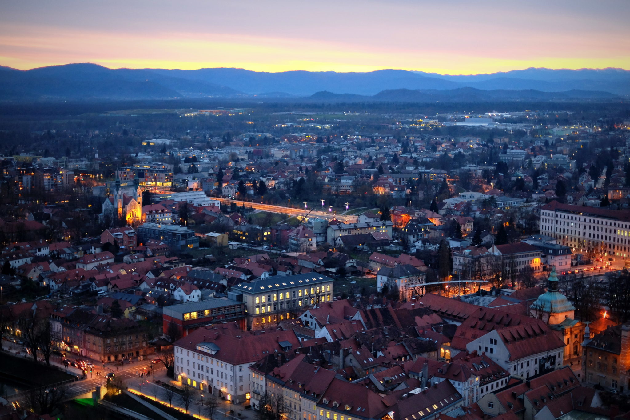 Where the historical part of the city slowly ends, a beautiful district Trnovo begins (from right to left). Photo by: Exploring Slovenia.