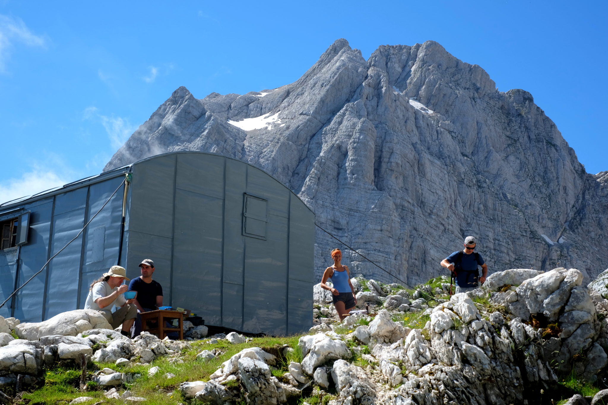 Laid-back atmosphere at the Bivouac IV in Julian Alps.