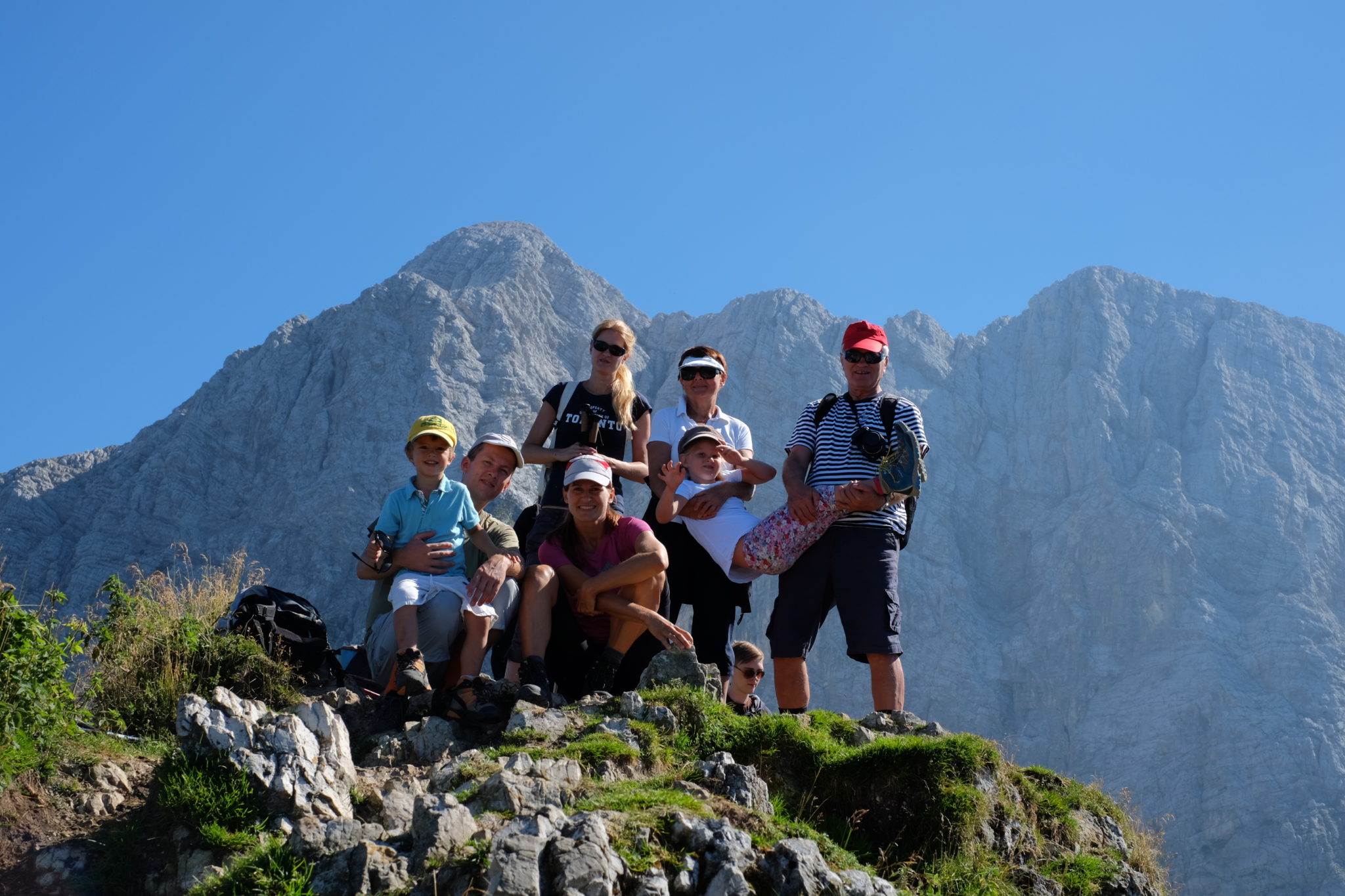Our family at the top of Slemenova špica, 6,270 ft or 1,911 m. This one will look good in our calendar!