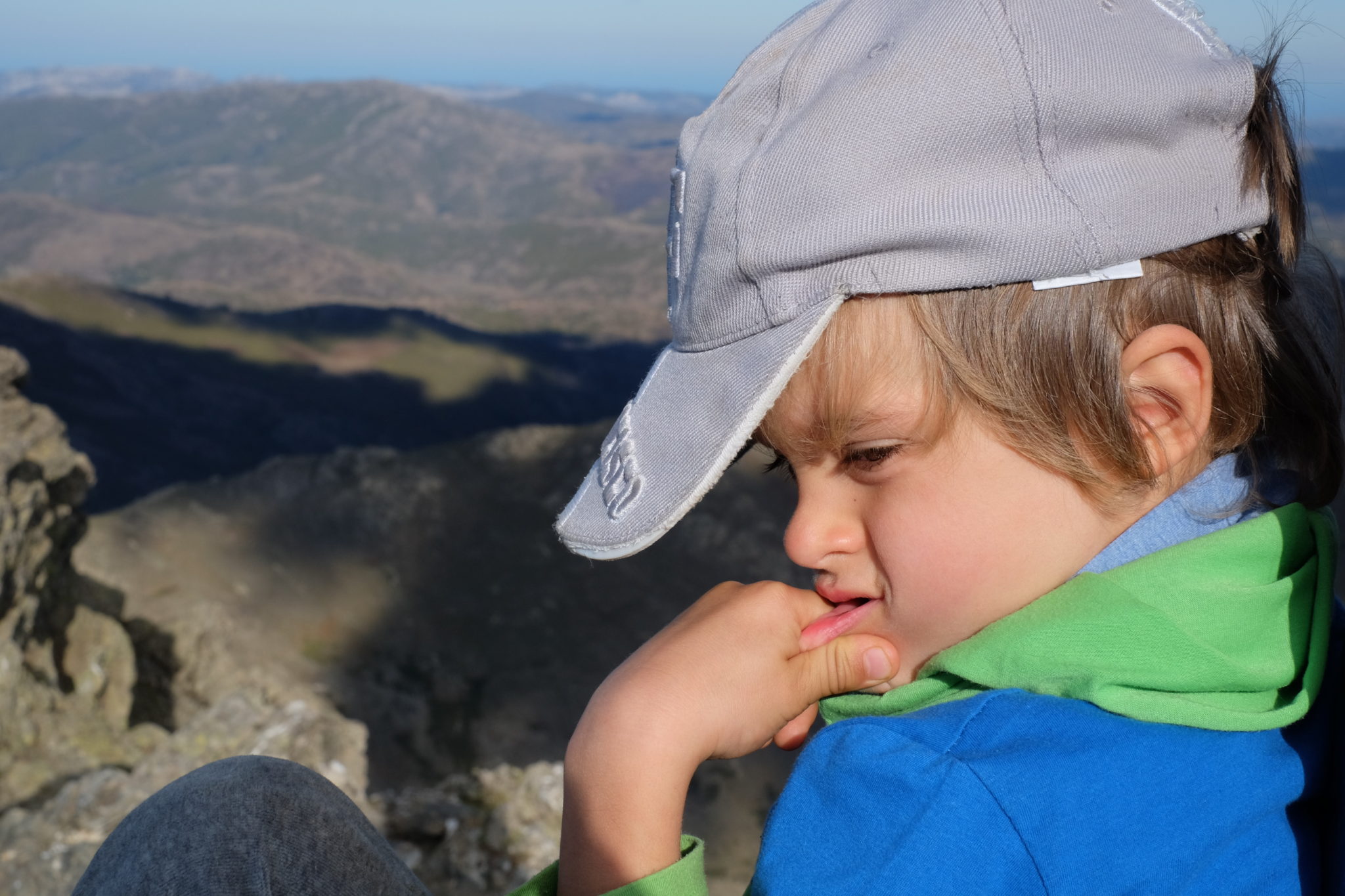 At the top of Punta La Marmora, the highest summit of Sardinia.