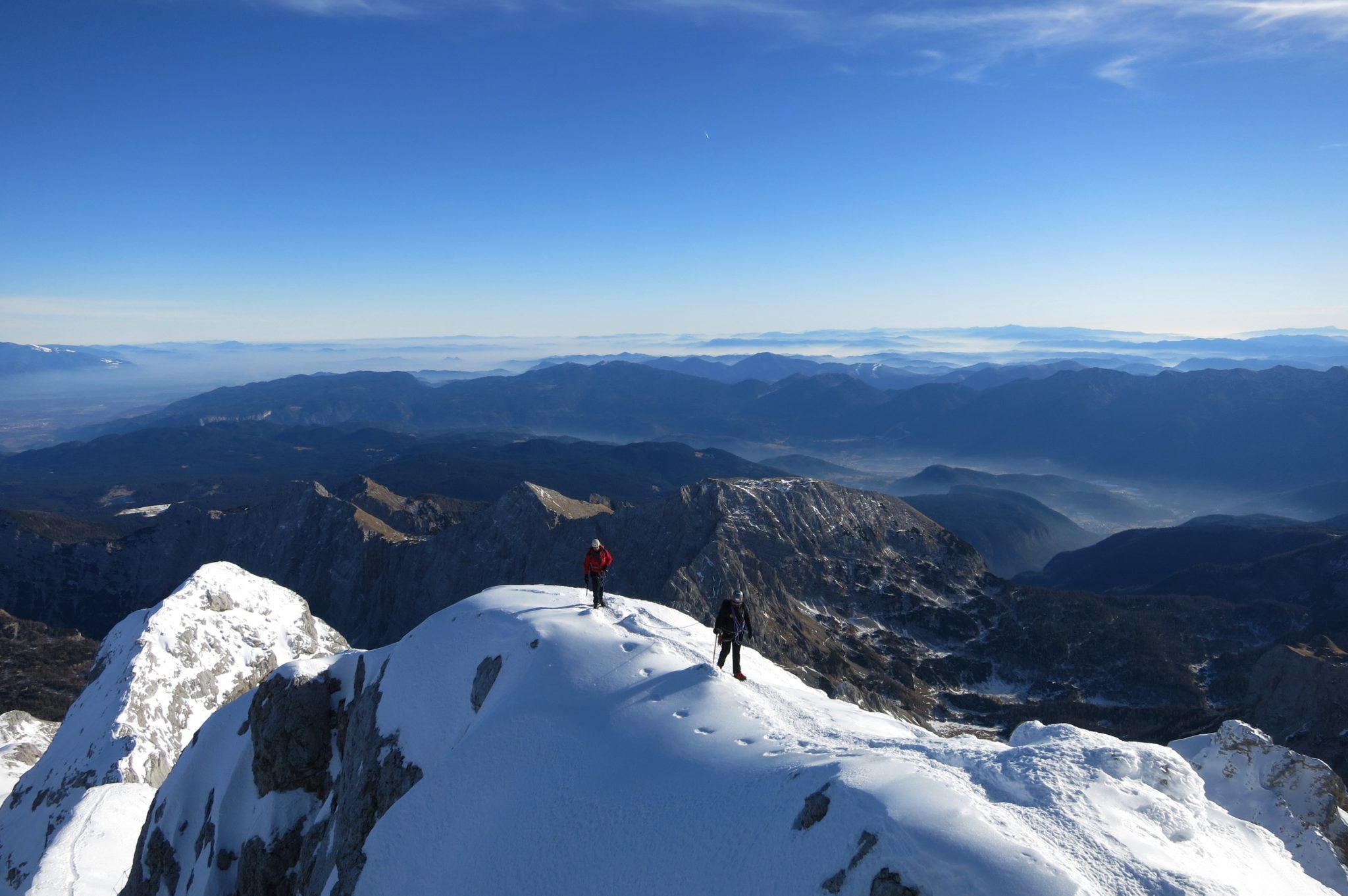 Two climbers on the way to Triglav, Slovenia.