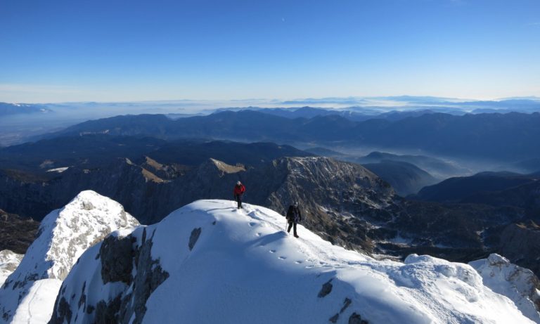 Two climbers on the way to Triglav, Slovenia.