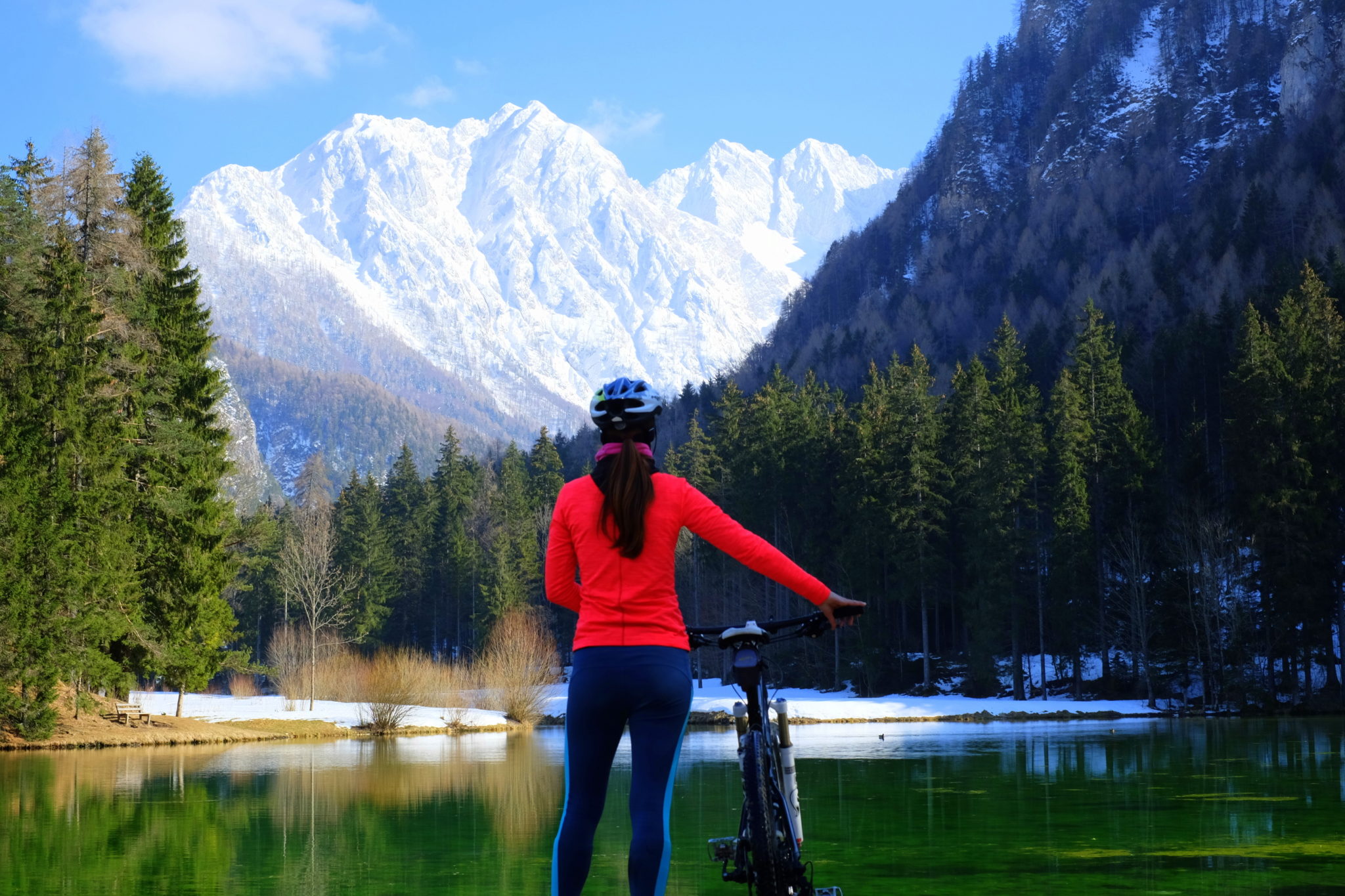 Cycling from Ljubljana to Jezersko,Jezersko by the lake, exploring Slovenia