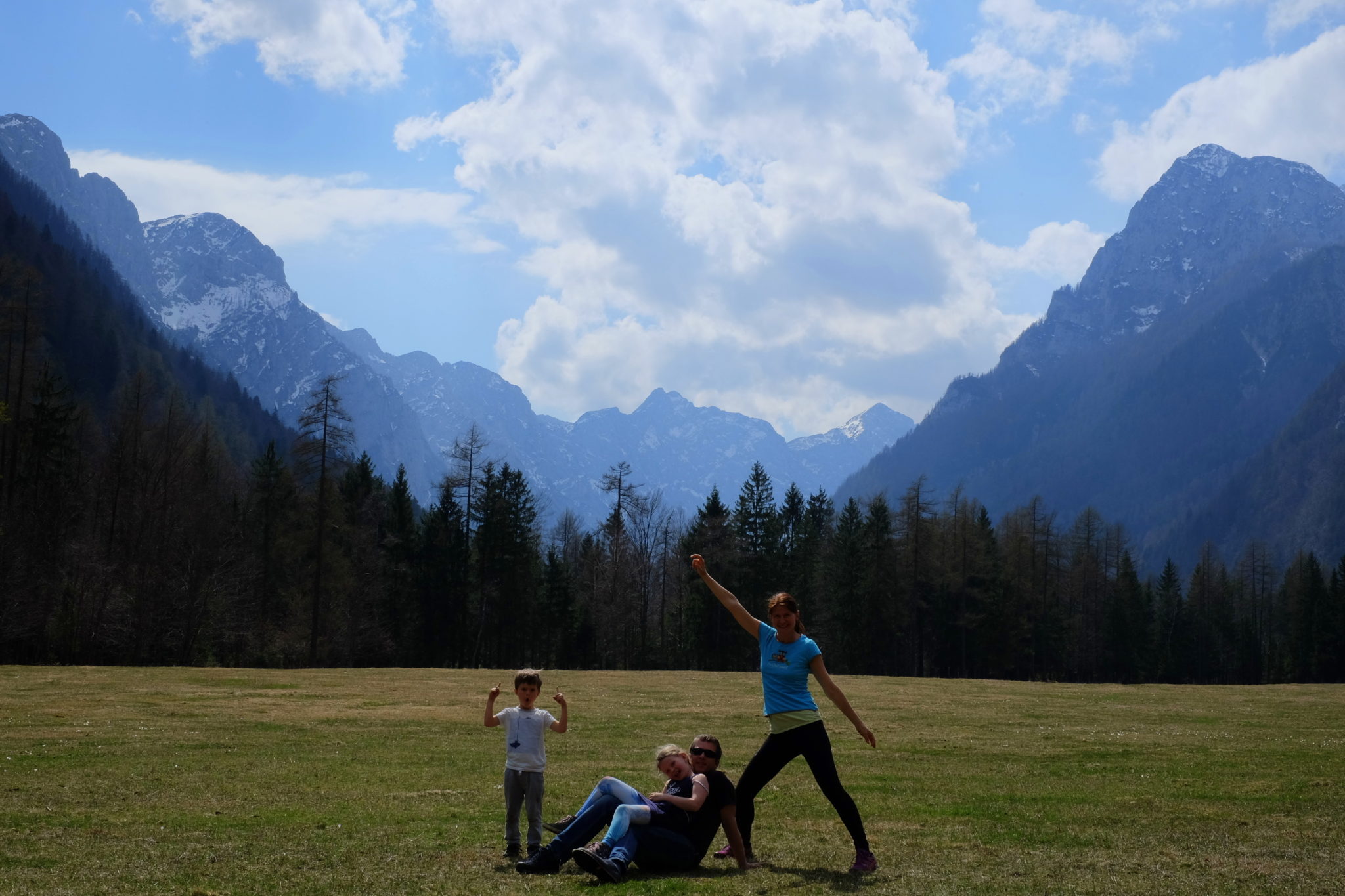 Family outdoor activities in the Radovna Valley, Slovenia.