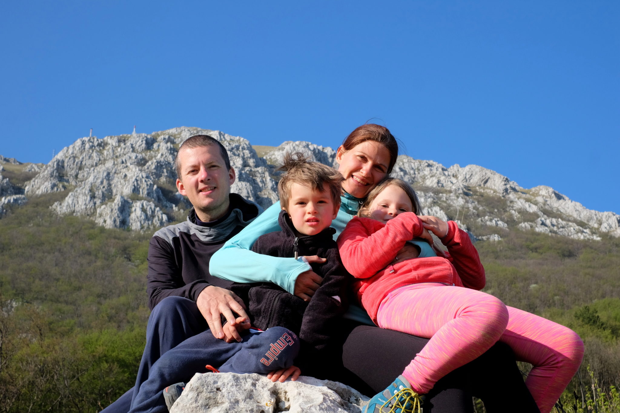 Outdoor family under the mountains