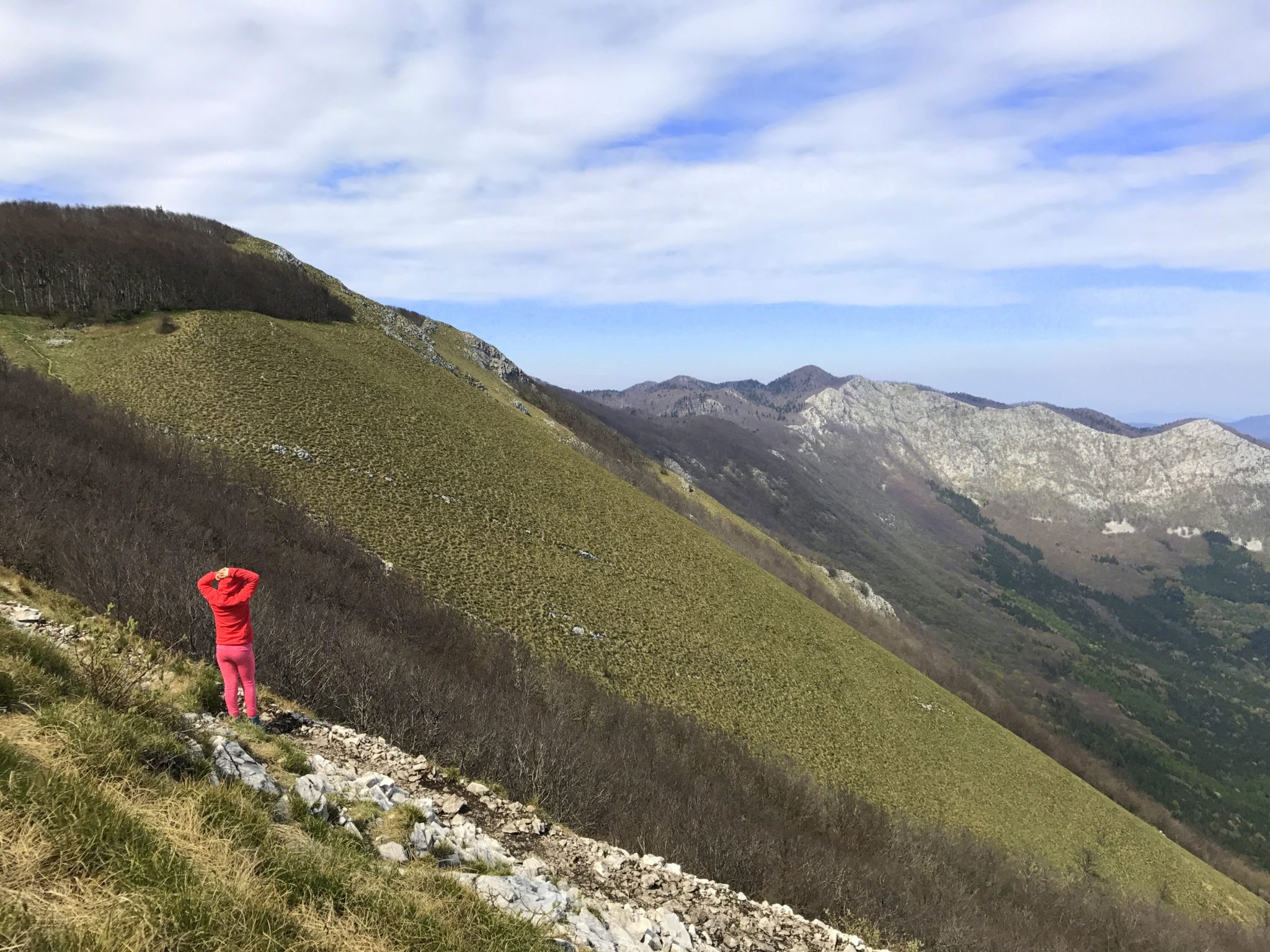 A child admiring the mountains