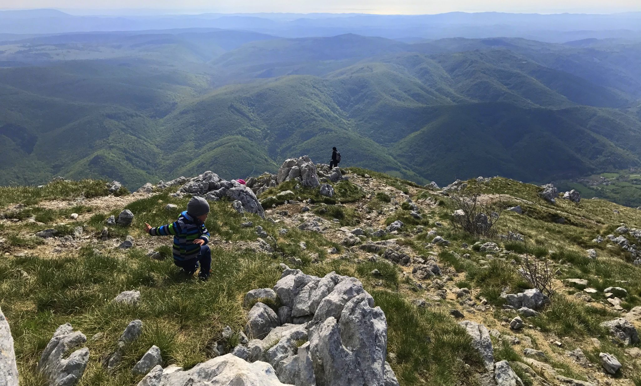 A little boy in the mountains