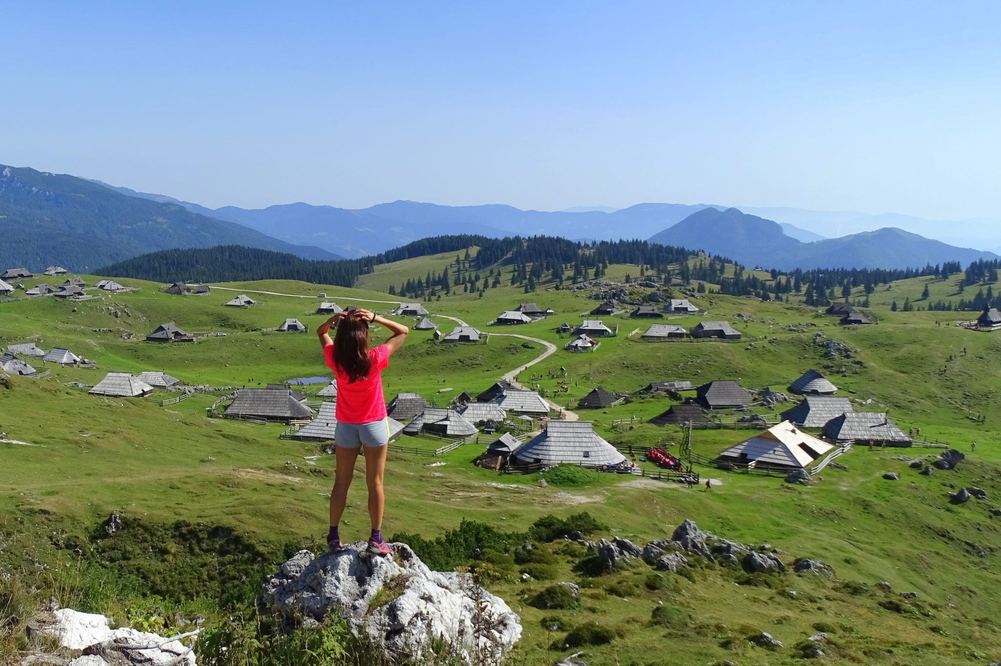A female hiker enjoying Velika Planina, Slovenia #centralslovenia