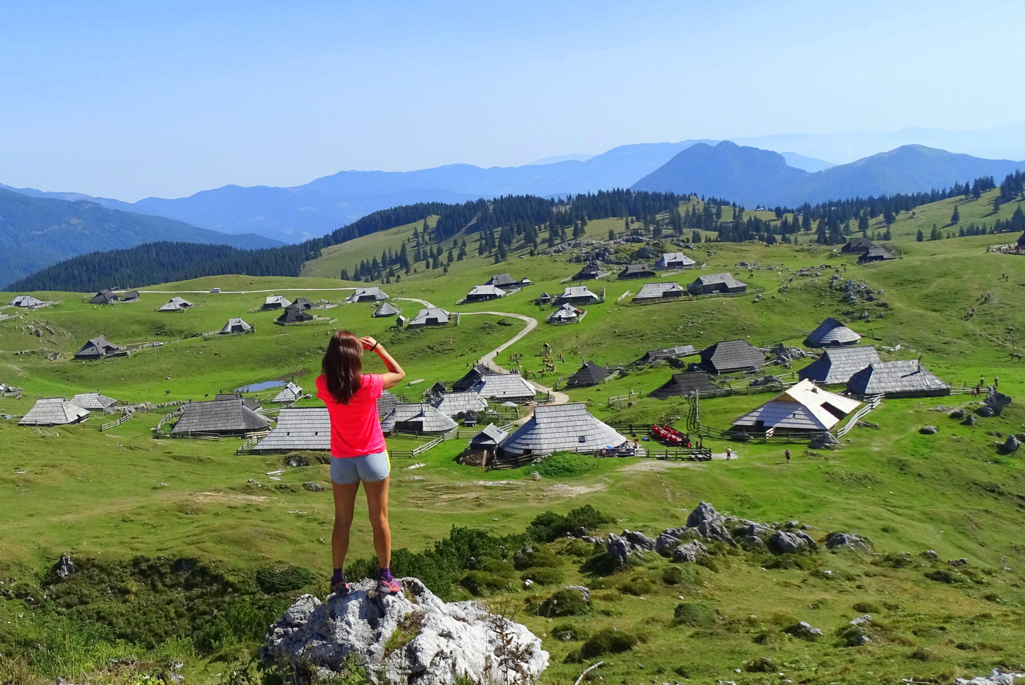 A female hiker enjoying Velika Planina, Slovenia #centralslovenia
