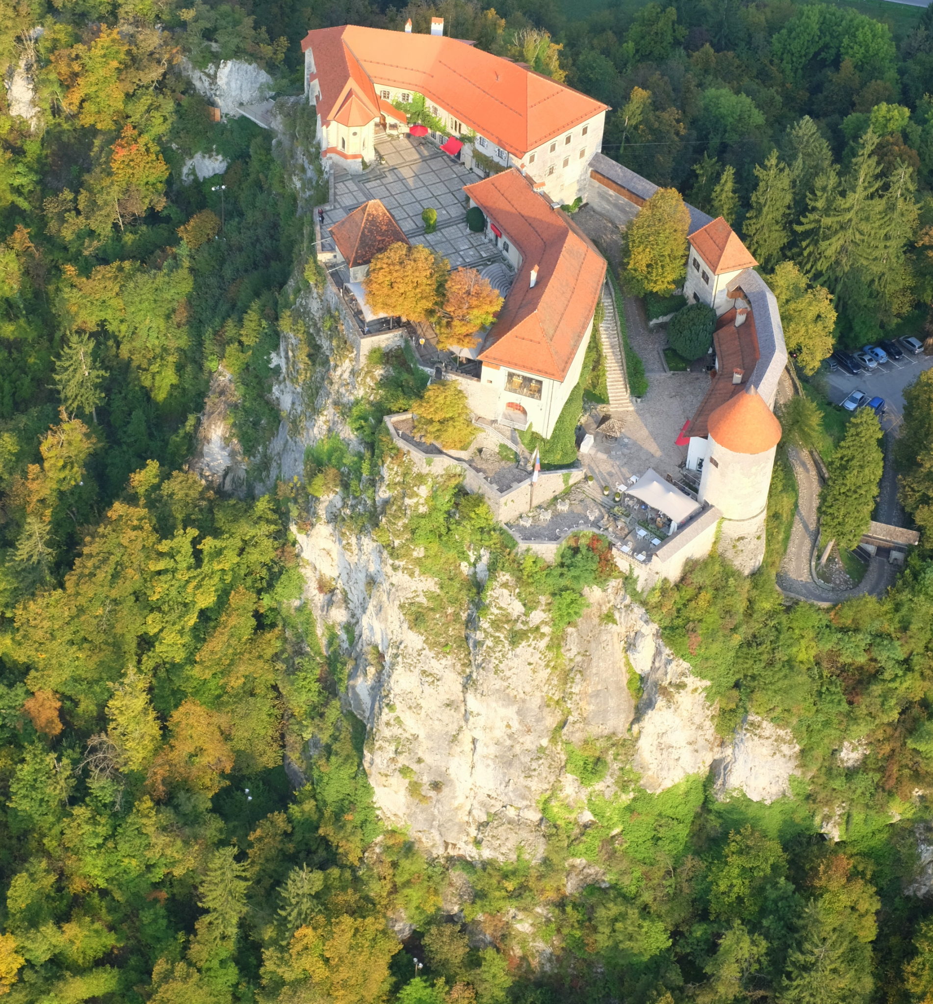 Aerial view of Bled Castle, Slovenia