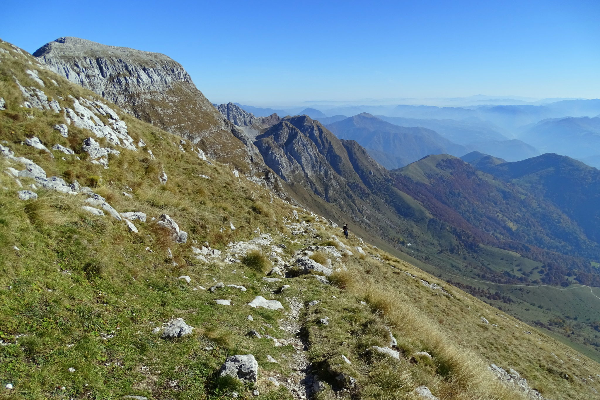 Hiking in Julian Alps down Mt. Krn, Slovenia