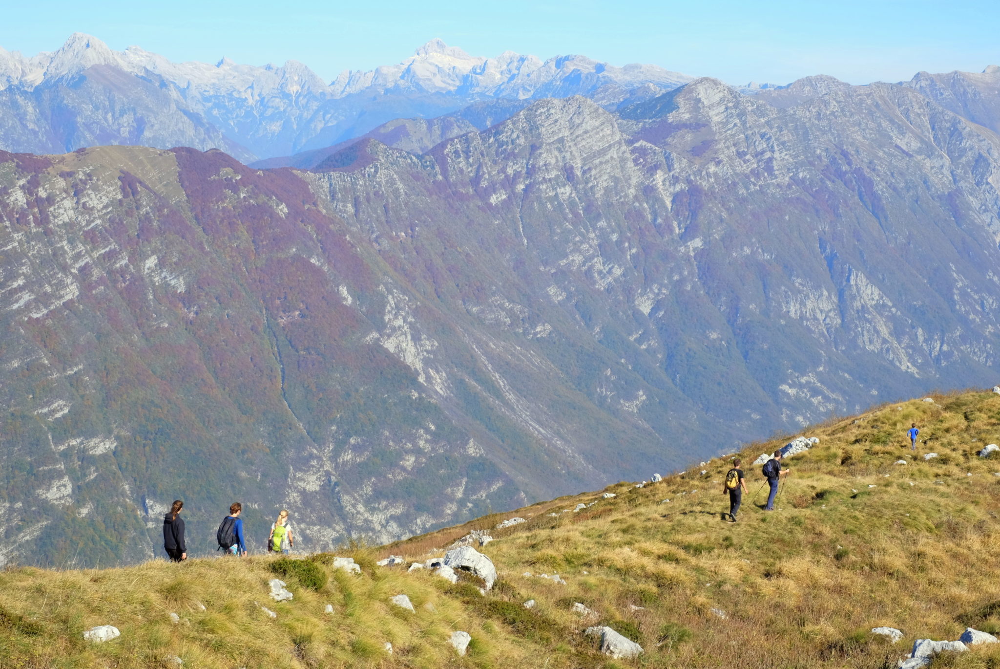 Hiking Kobariški Stol above Kobarid, Slovenia