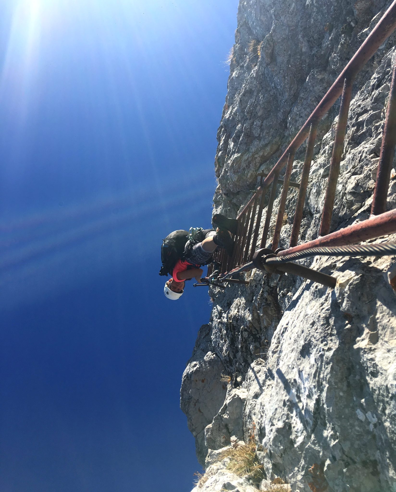 Climbing a via ferrata in Slovenia