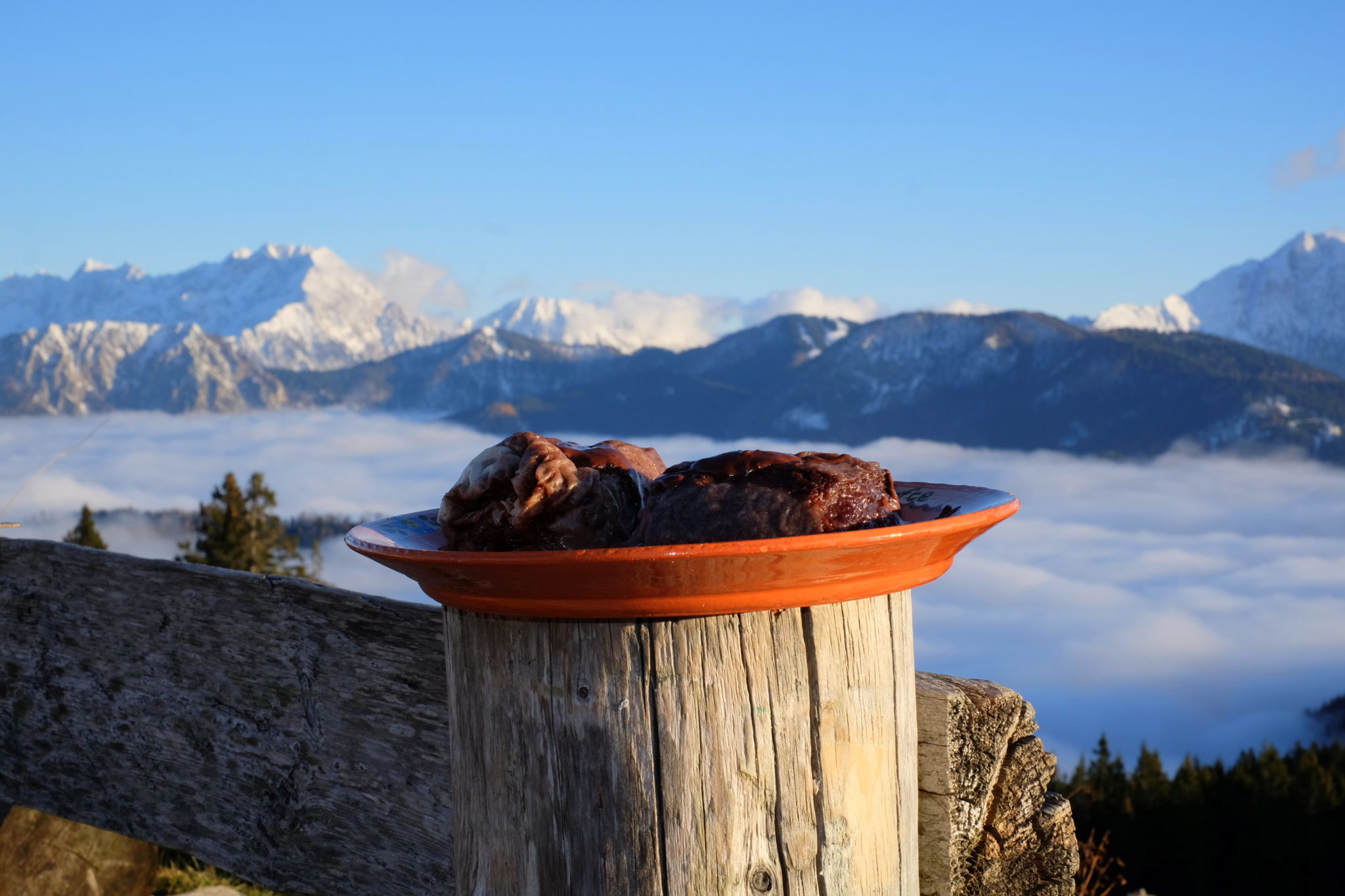 Chocolate štruklji on Kofce, in the mountains, Slovenia