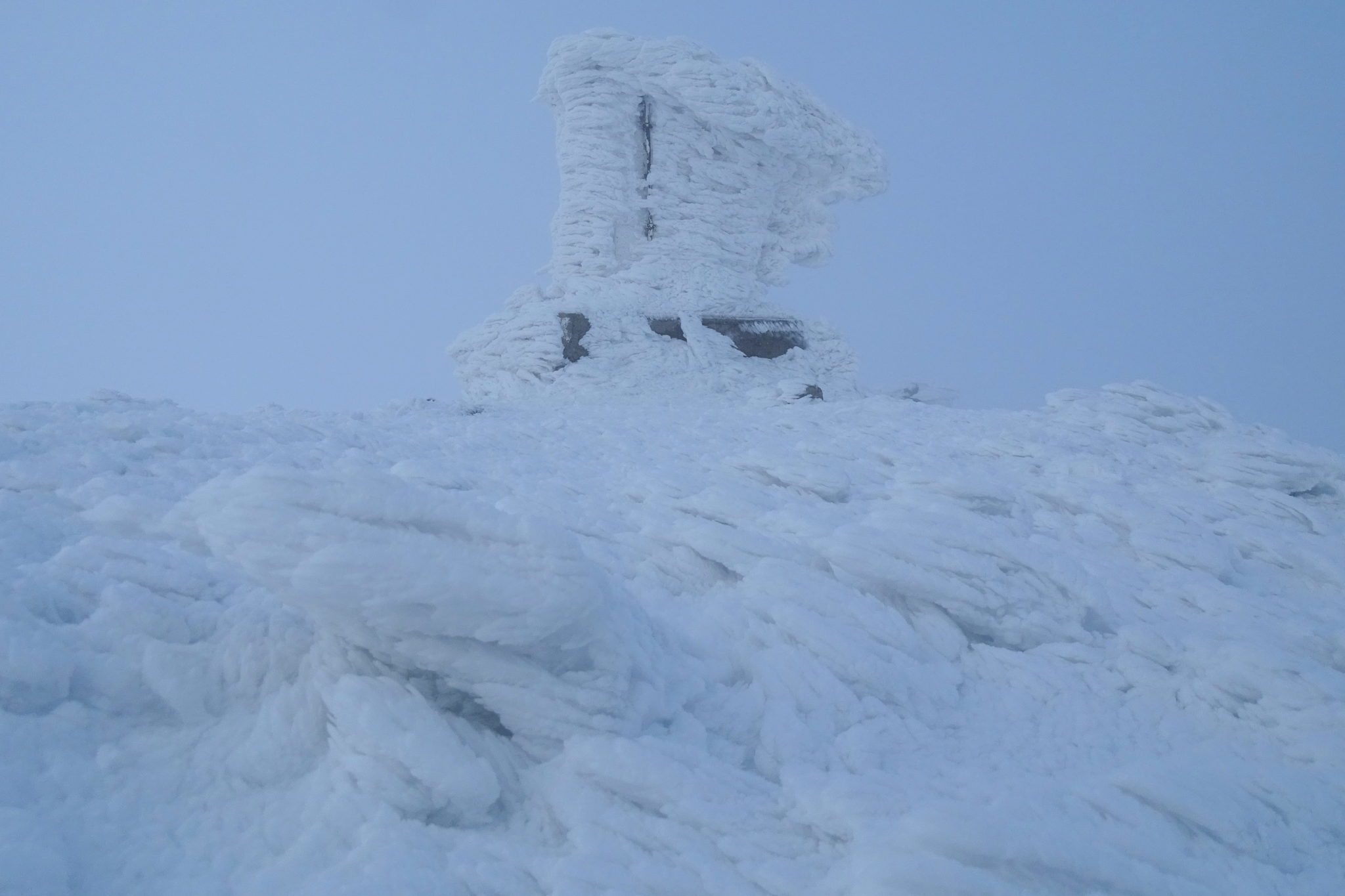 The very top of Snežnik in winter, frozen