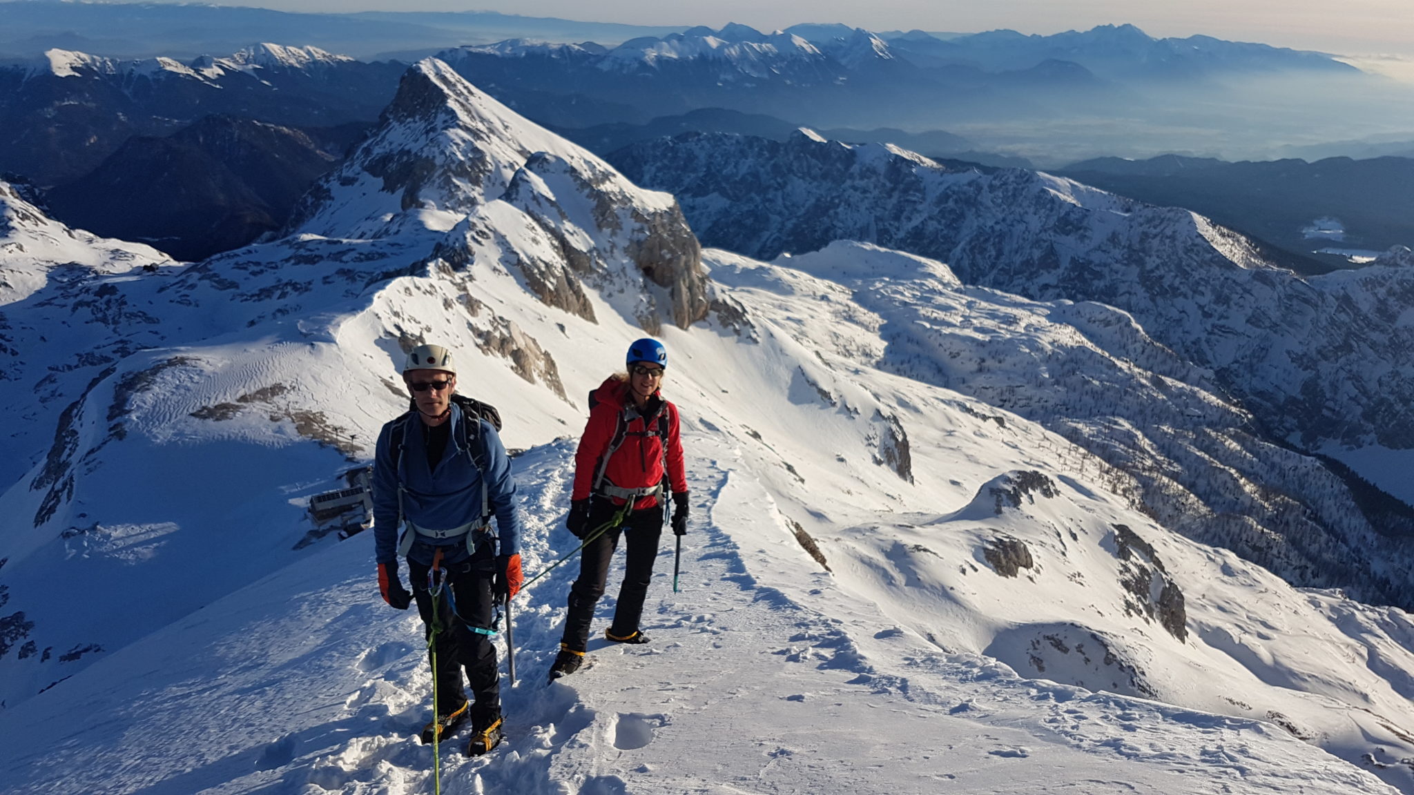 Climbing Triglav in the snow with a mountain guide, Slovenia