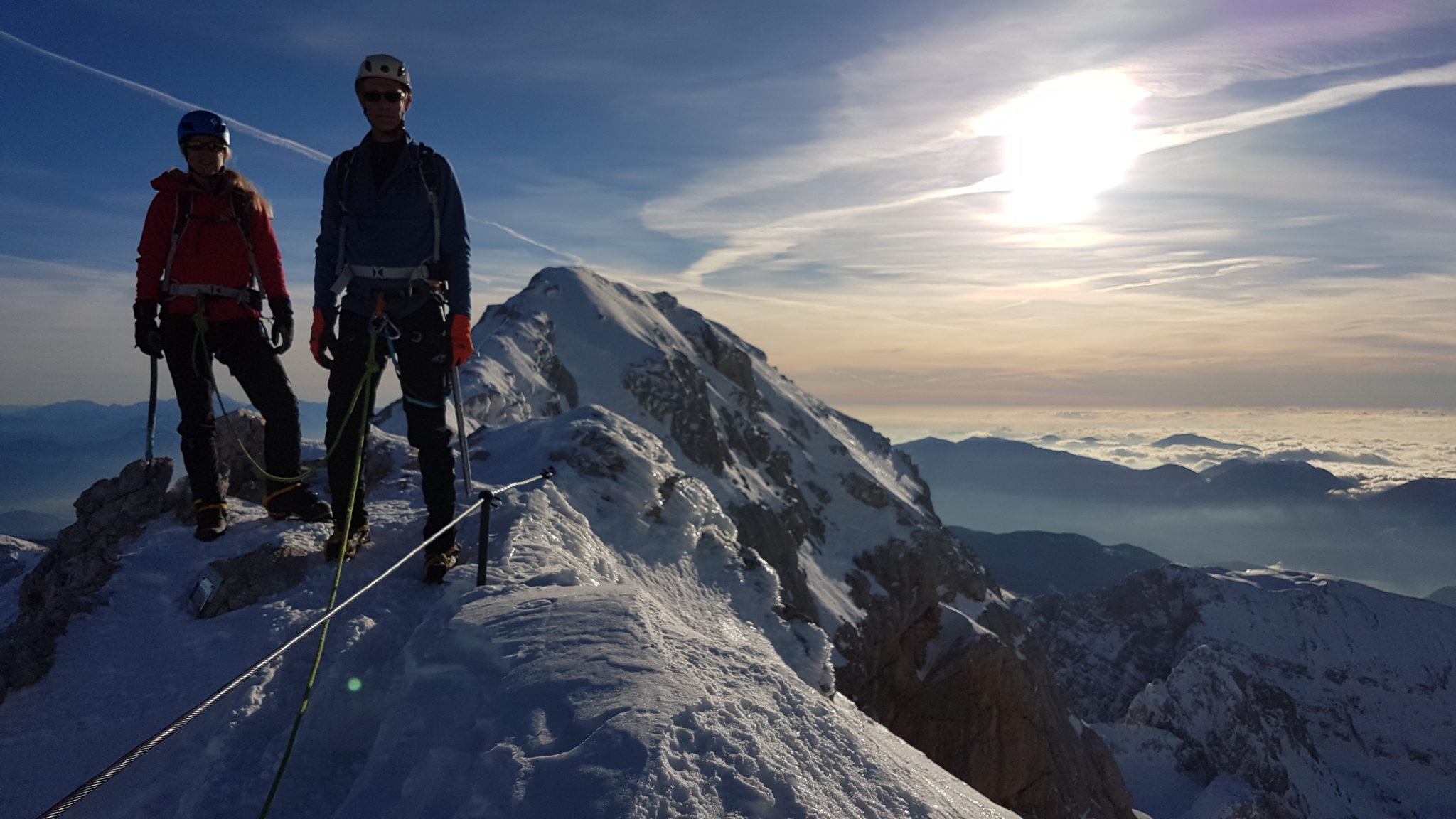 Climbing Triglav in winter with a mountain guide