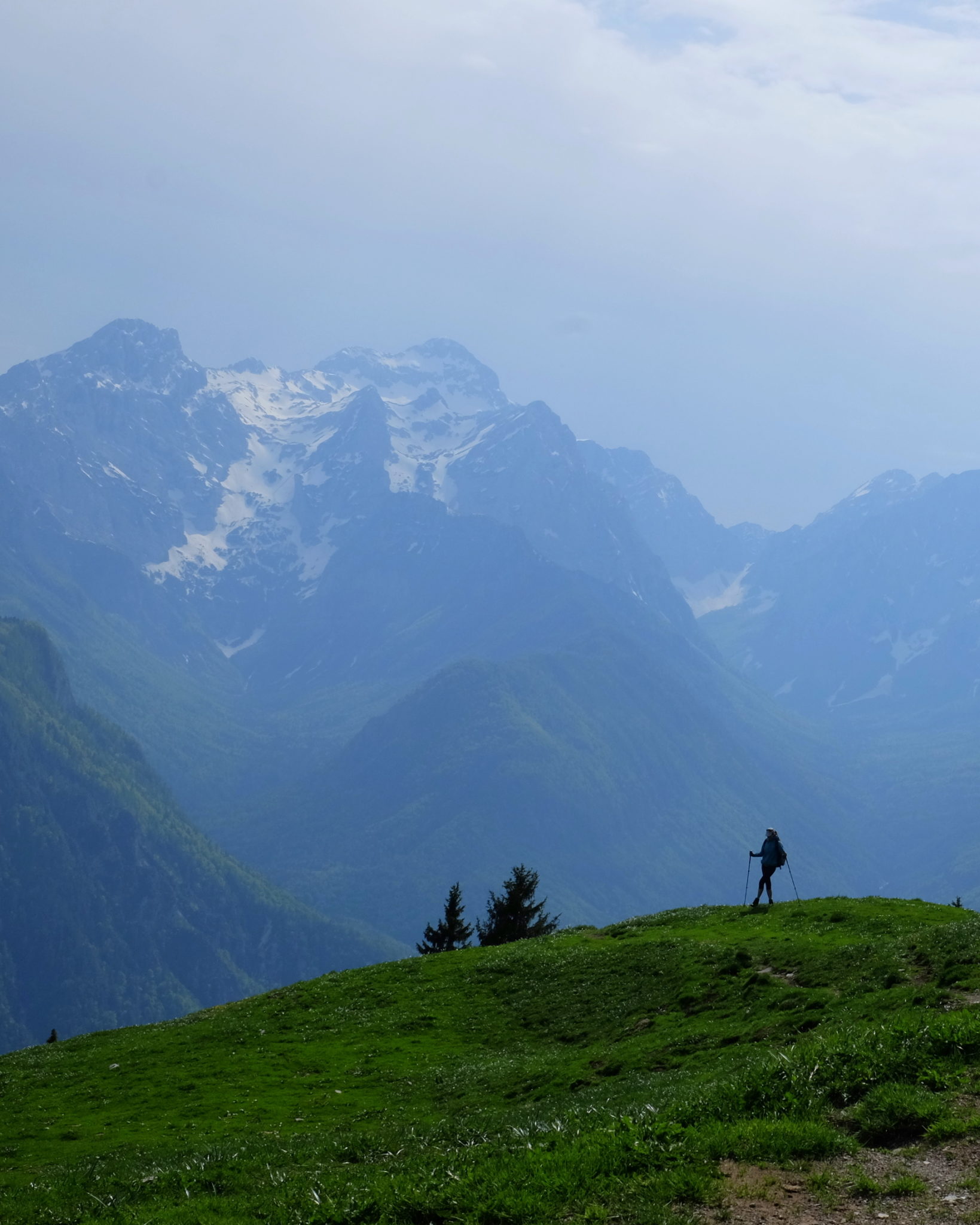 A lonely hiker in the mountains, Slovenia