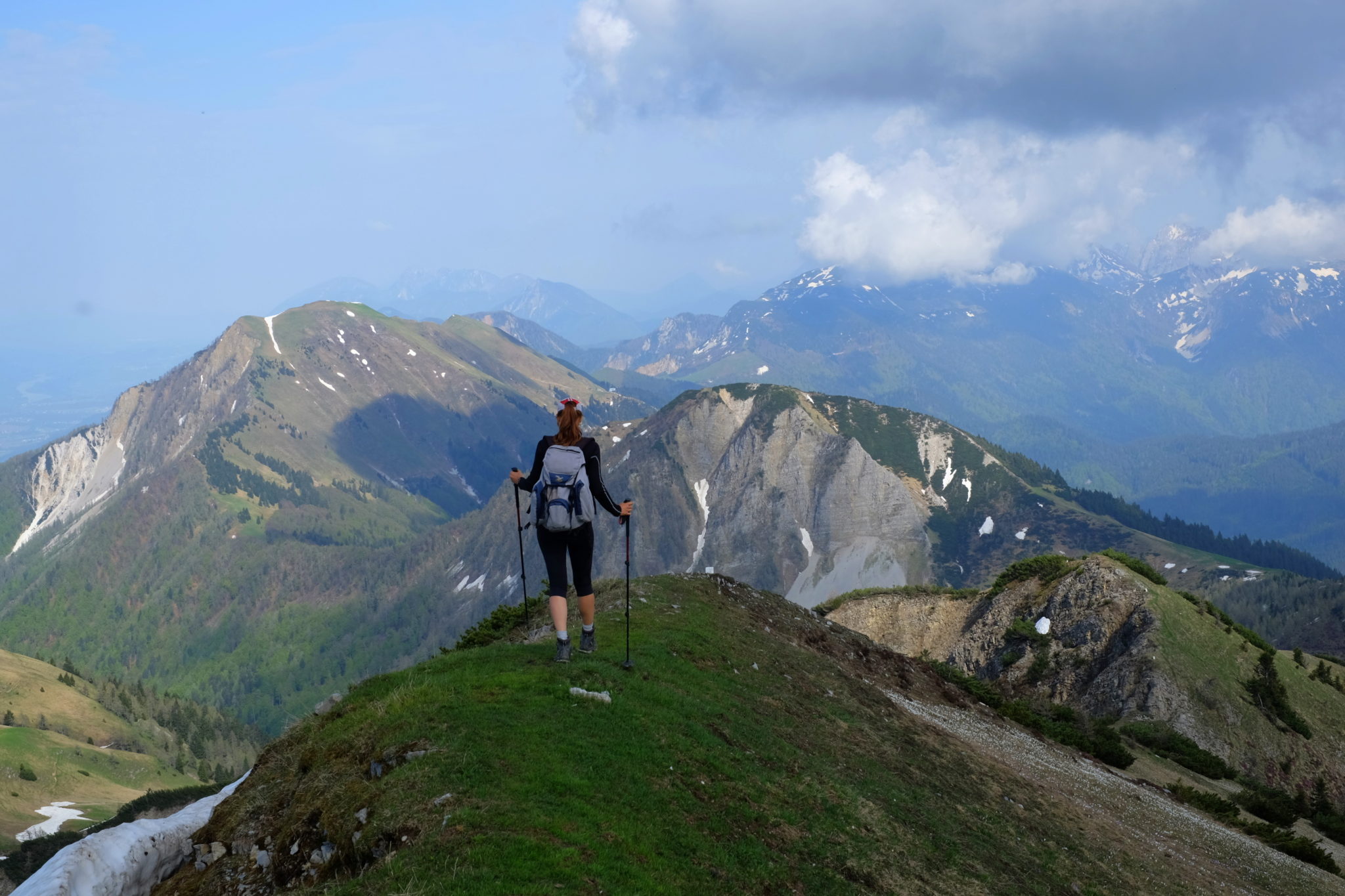 Walking along the long ridge in the Karawanks