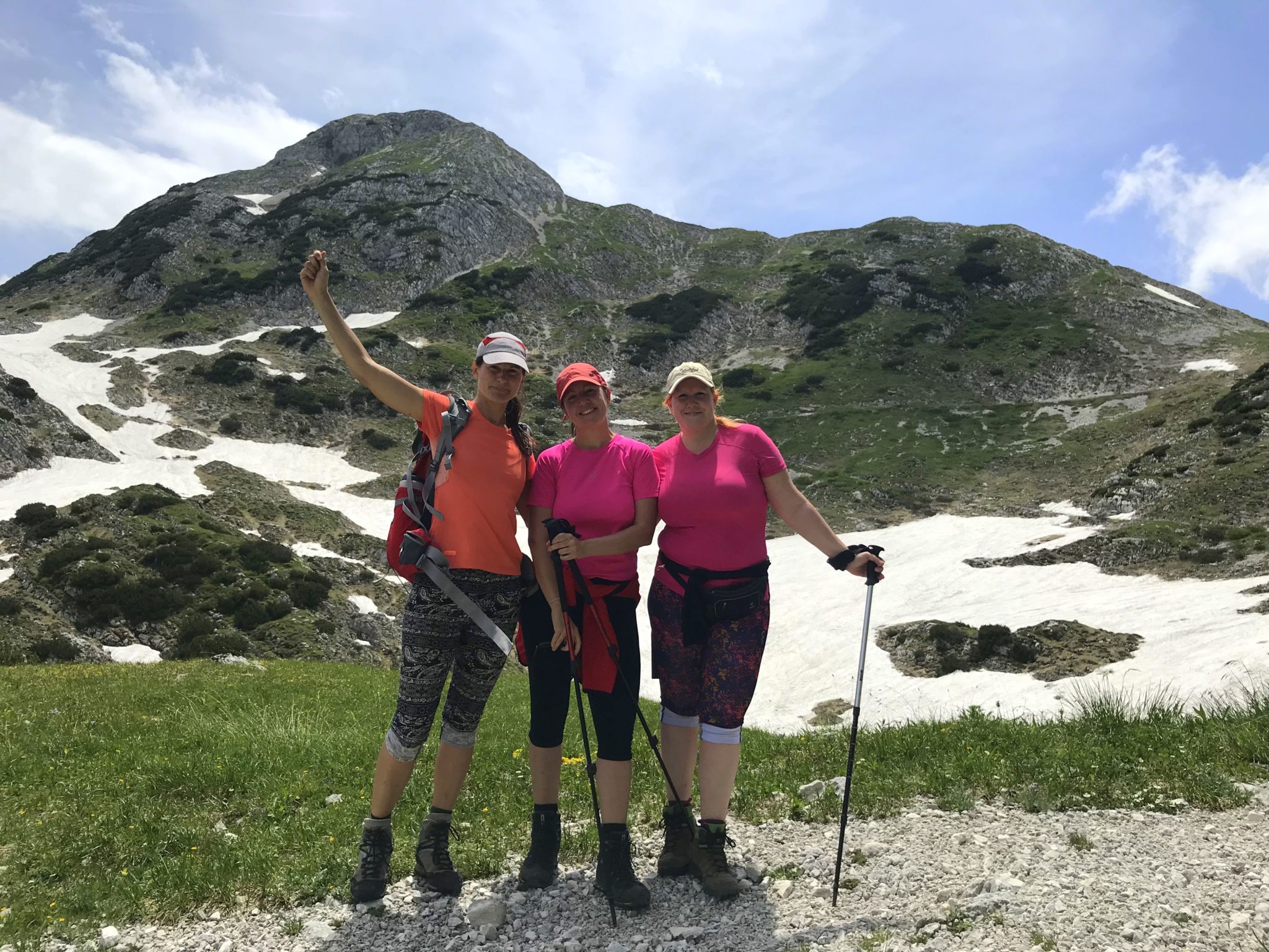 Three women enjoying a hike in the Triglav National Park