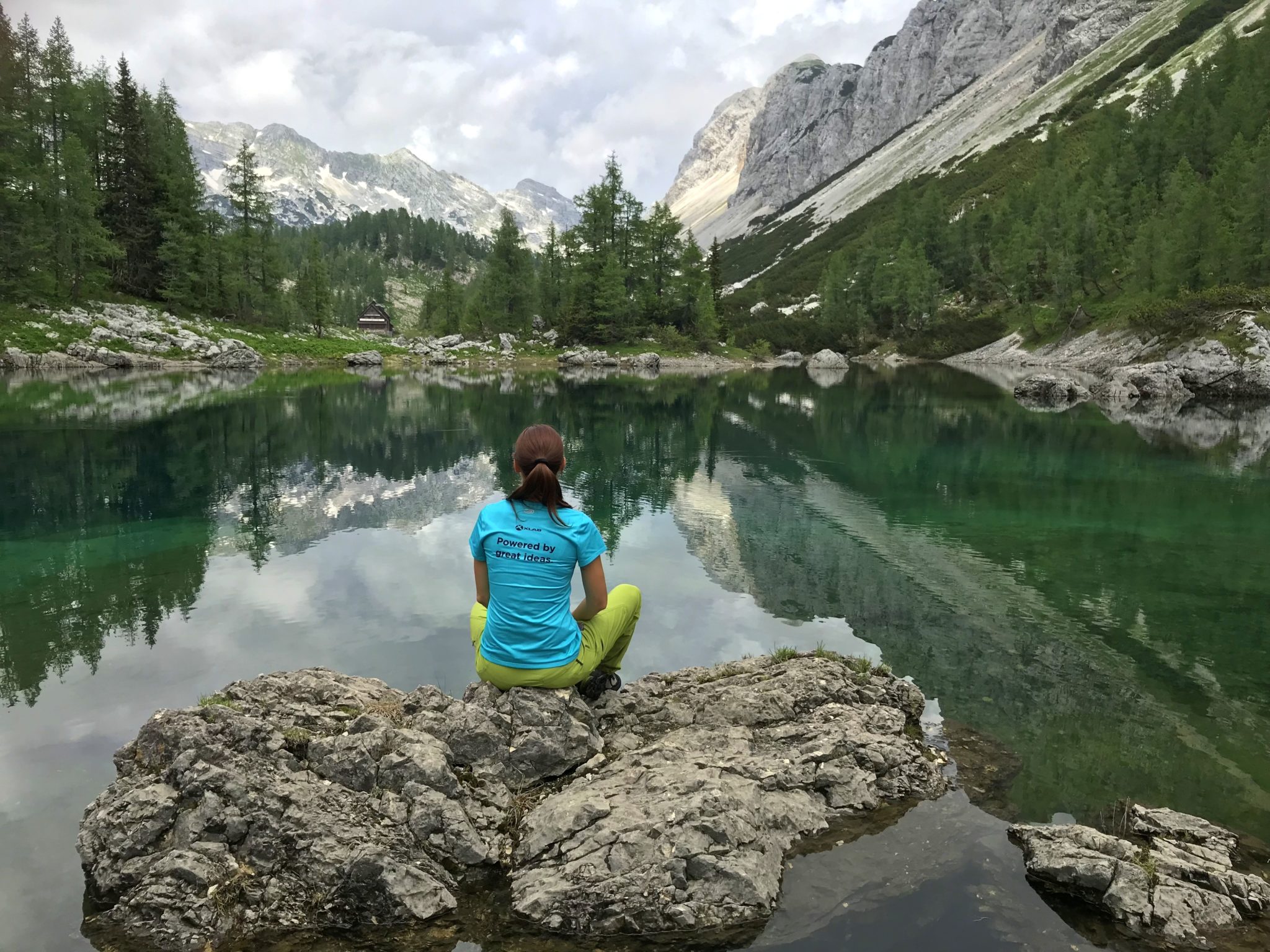 Triglav Lakes view, the Double Lake, Slovenia, hiking