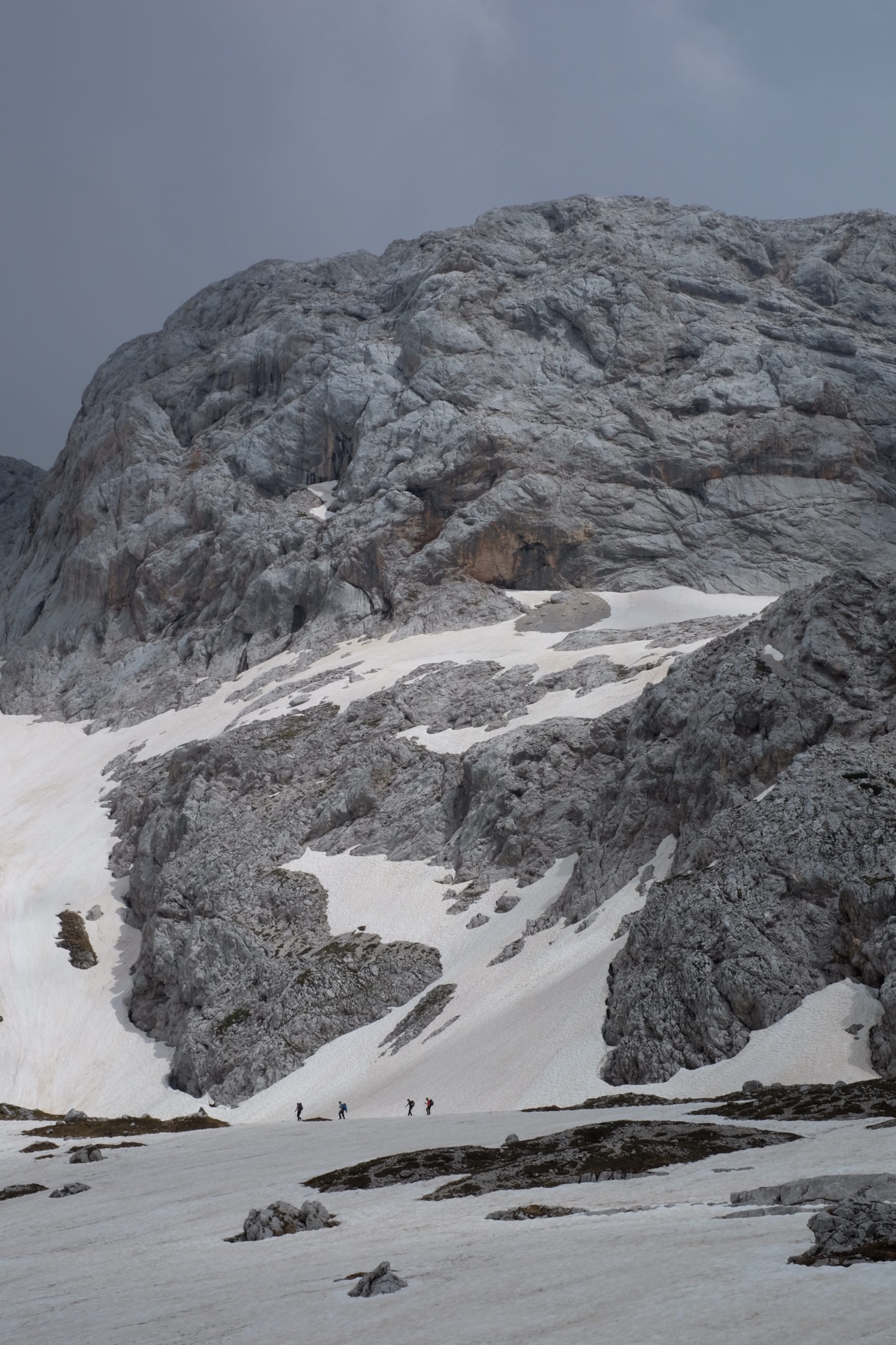 Hiking below Mt Kanjavec, Julian Alps, near Triglav, Slovenia