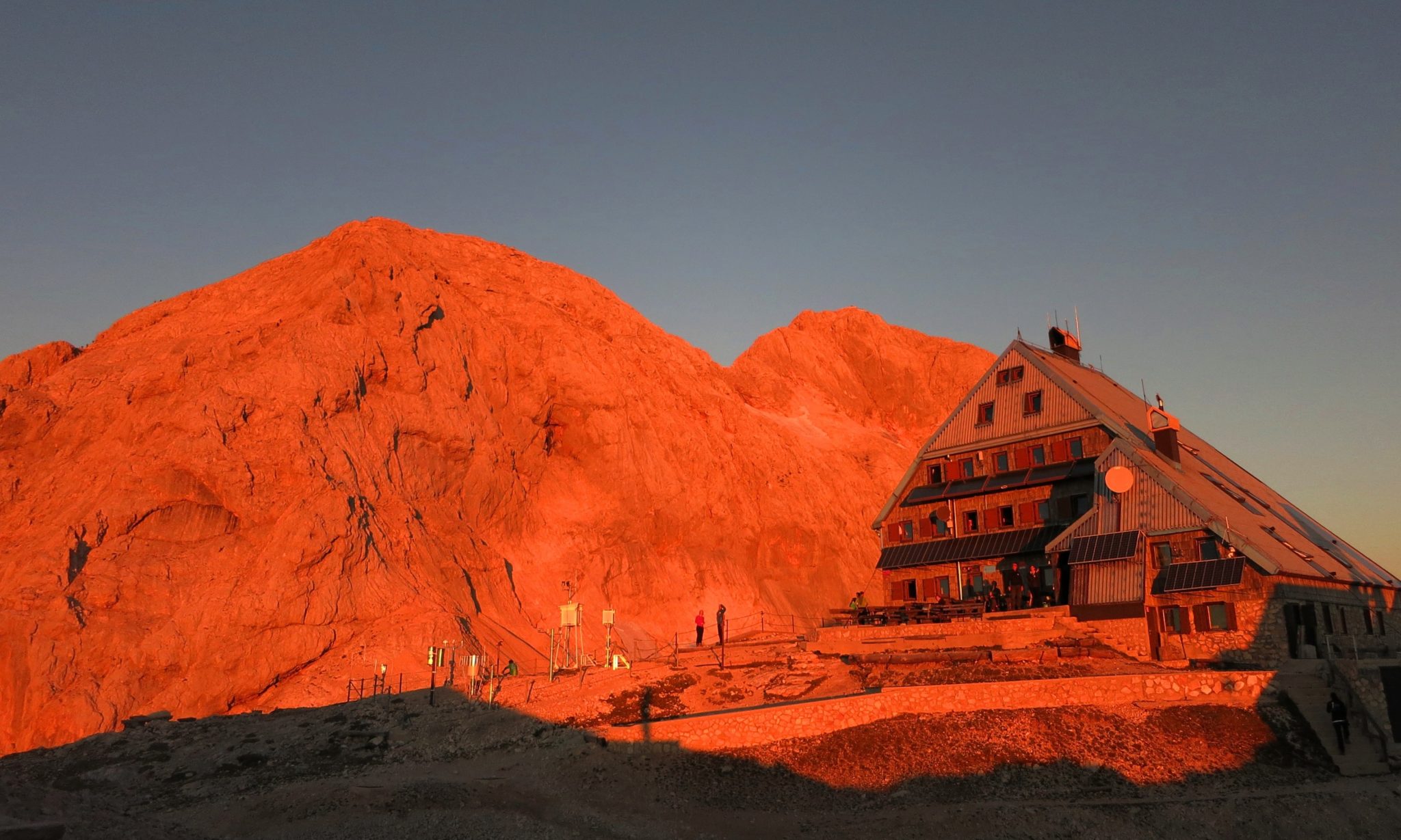 Kredarica hut and Triglav for sunrise, Julian Alps, Slovenia