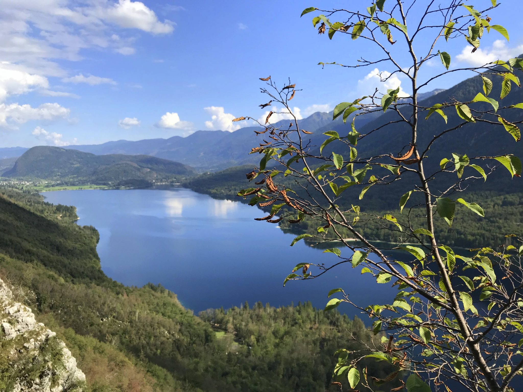 Lake Bohinj as seen from the via ferrata called Ožarjeni Kamen