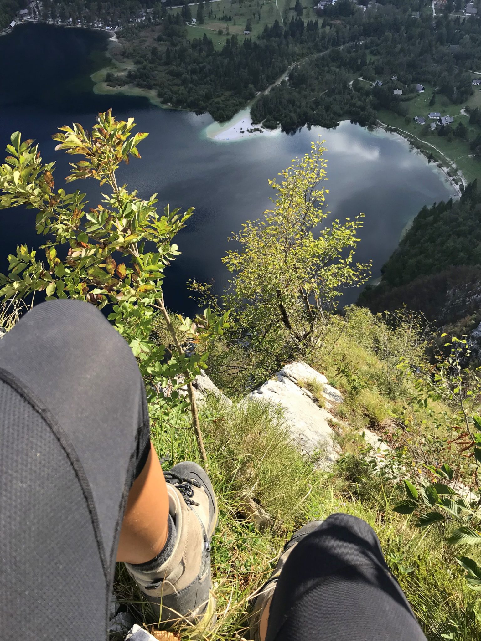 Enjoying the climb above Lake Bohinj, via ferrata Ožarjeni Kamen