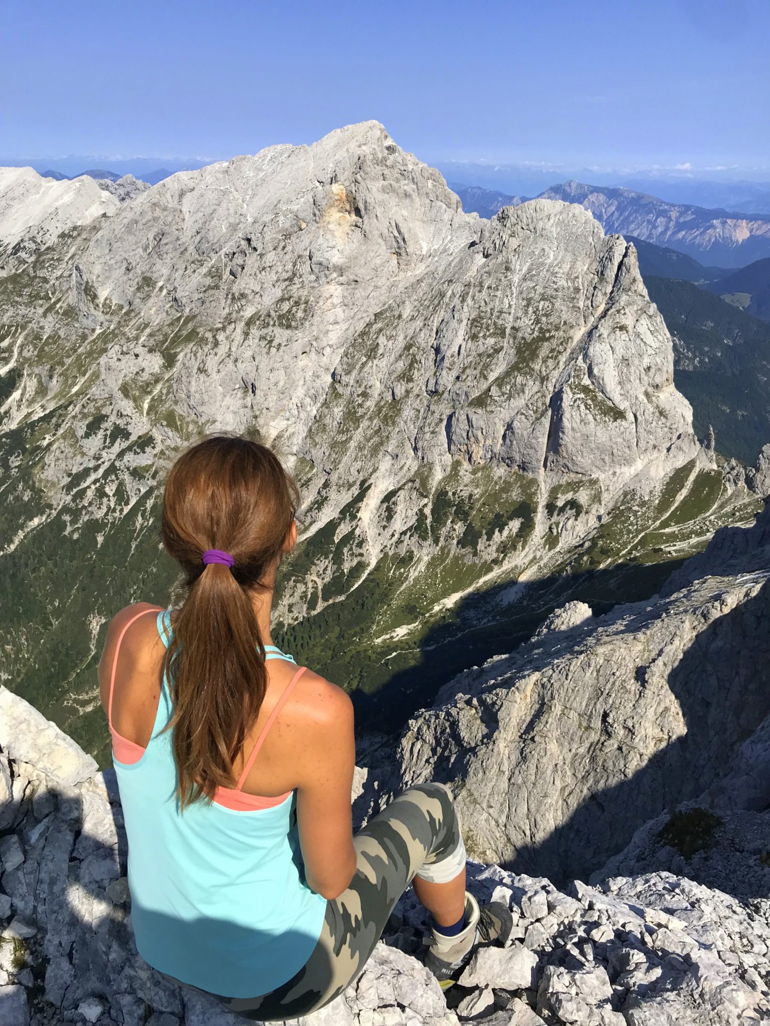 At the top of Mt. Planja overlooking Mt. Prisojnik, Julian Alps