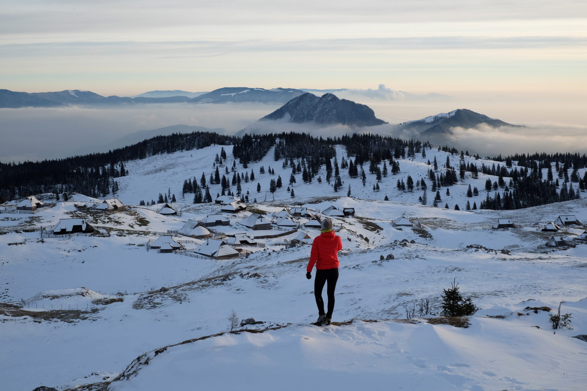 Velika Planina old shephderds' settlement for sunrise, Visit Ljubljana, Slovenia