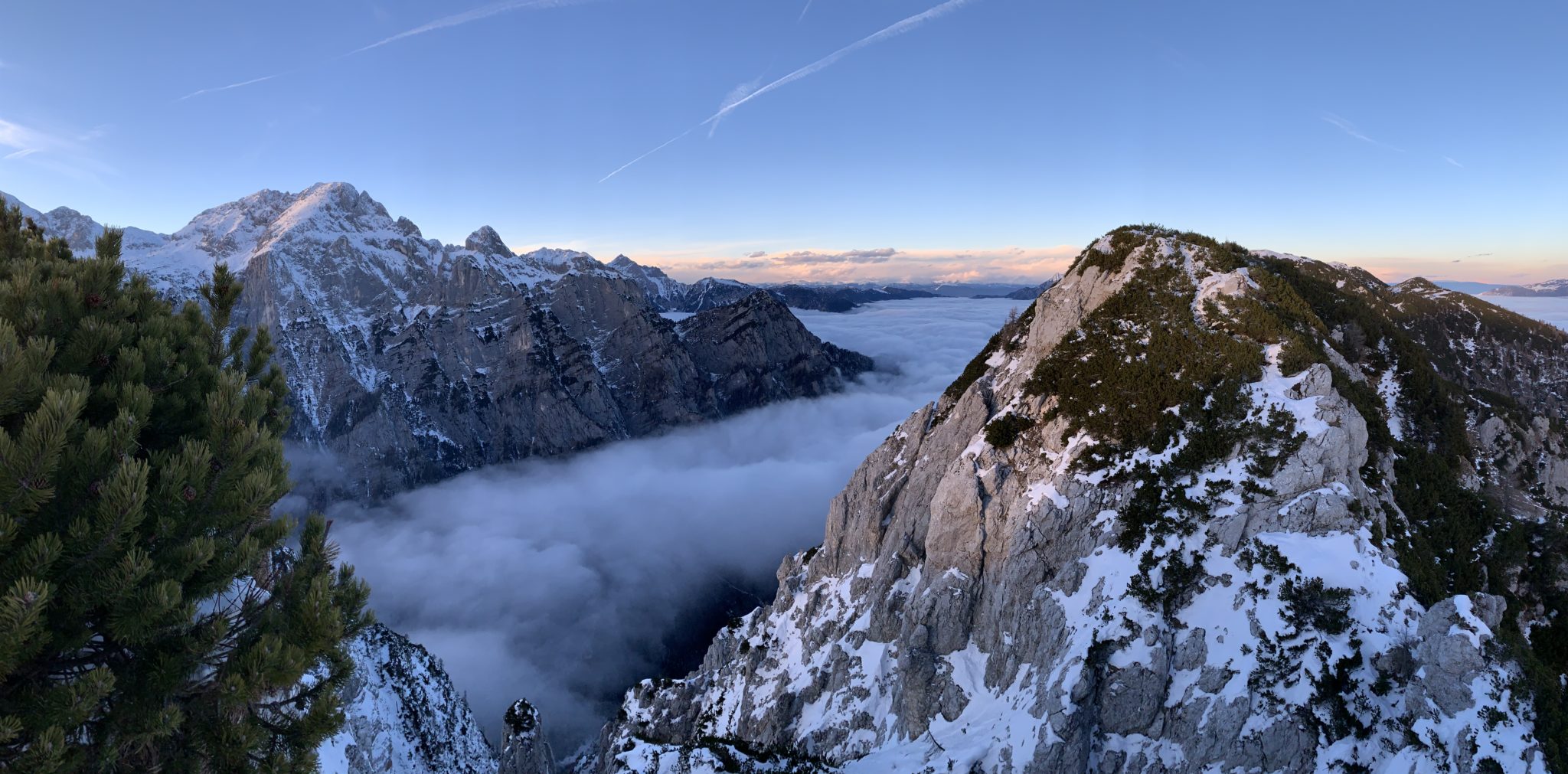 Julian Alps mountains with a sea of fog, Triglav National Park, Slovenia