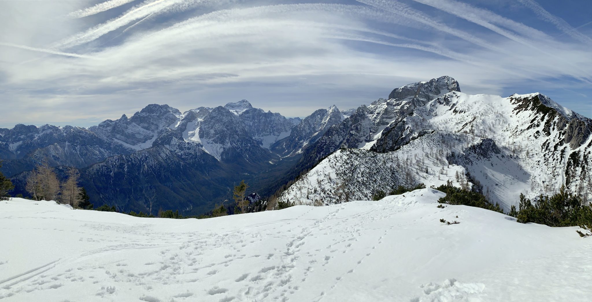 Cinematic views from the top of Vrtaški Vrh, Julian Alps, Slovenia