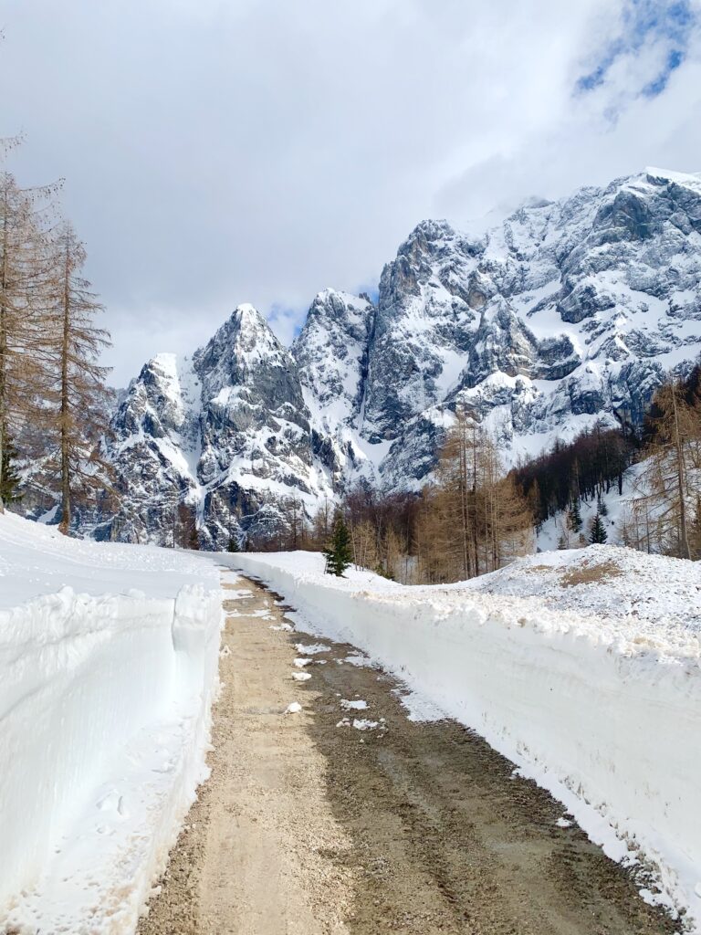 The beautiful Vršič Pass in winter